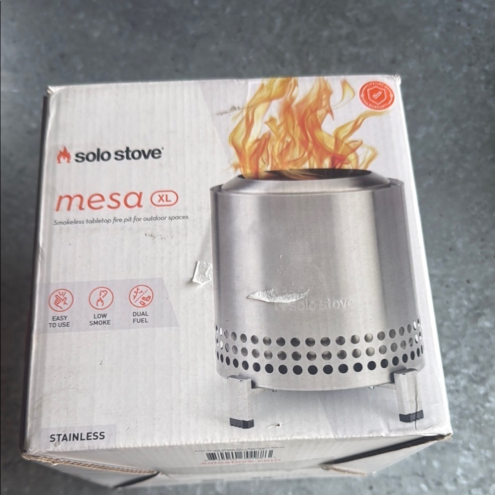 Solo Stove Mesa XL Smokeless Tabletop Fire Pit Stainless Steel Dual Fuel